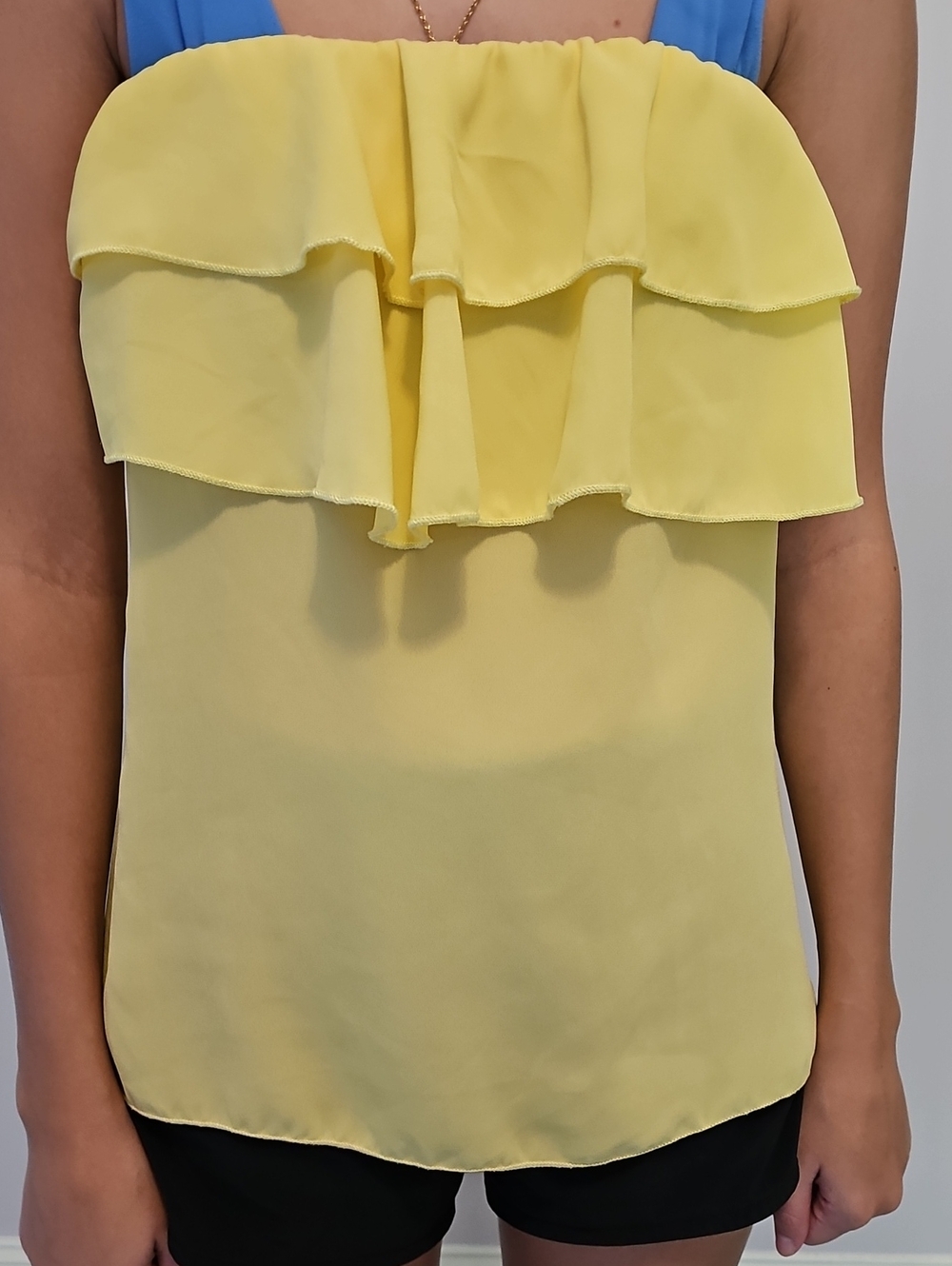 Voll Women's Yellow Ruffle Strapless Top Small-Medium